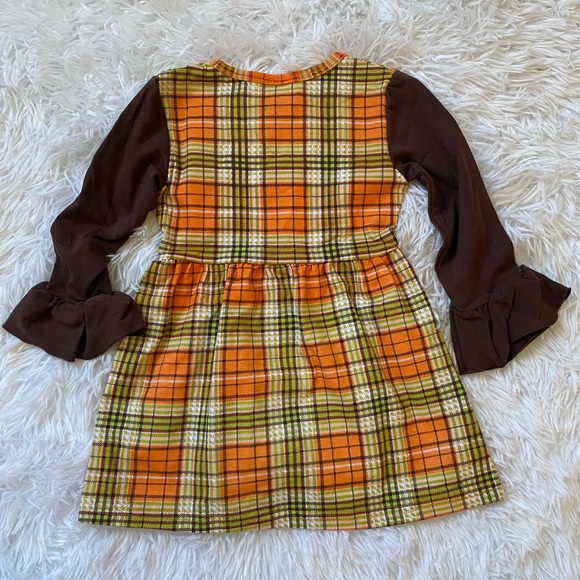 Plaid Long Sleeve Dress with Lace Detail - Picture 2 of 3